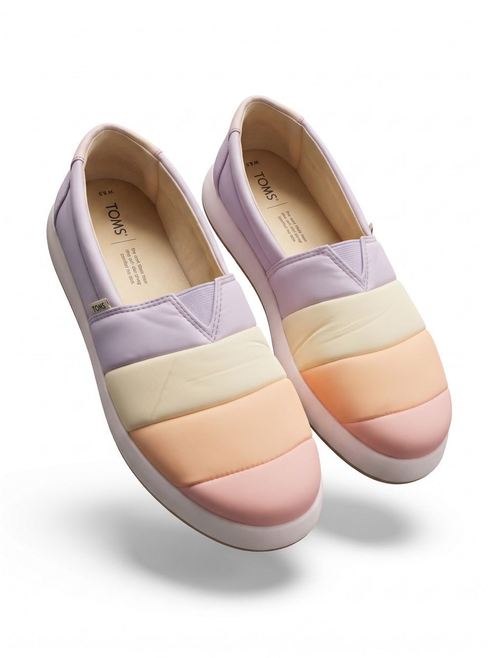 TOMS Mallow Alpargatas Quilted Pastel Lavender Peach Cream 9.5